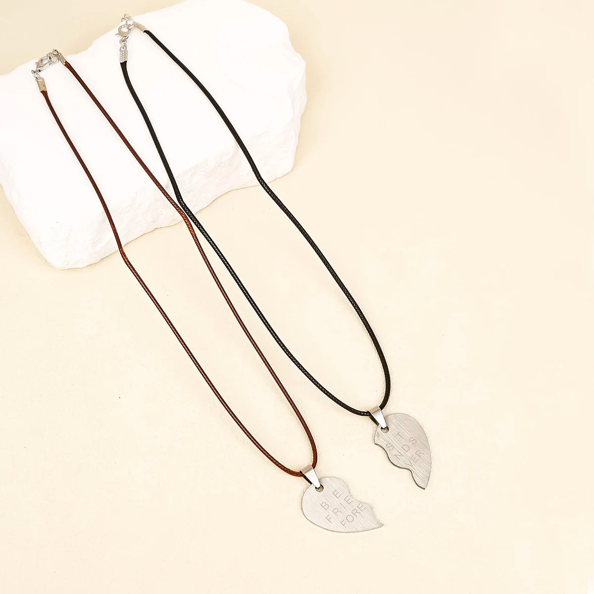 BEST FRIEND FOREVER Silver Heart Pendant Necklace Set for Women Men Gift